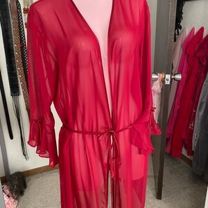 Elegant Sheer Red Women's Robe